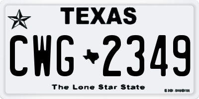 TX license plate CWG2349