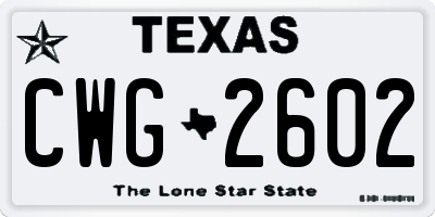 TX license plate CWG2602
