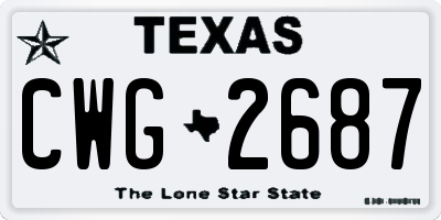 TX license plate CWG2687
