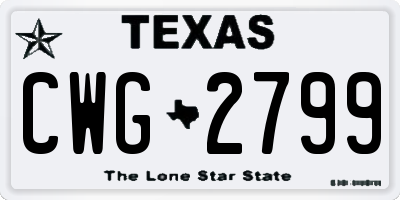 TX license plate CWG2799