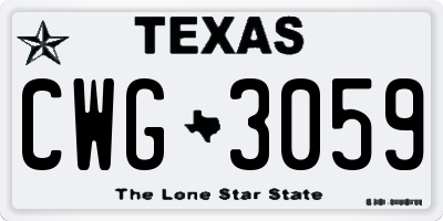 TX license plate CWG3059