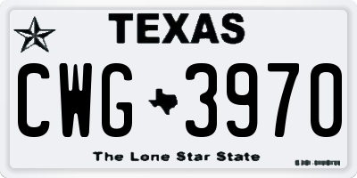 TX license plate CWG3970