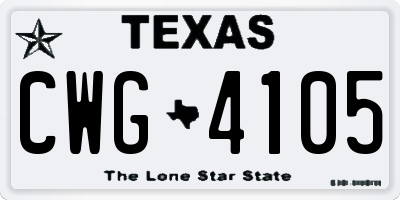 TX license plate CWG4105