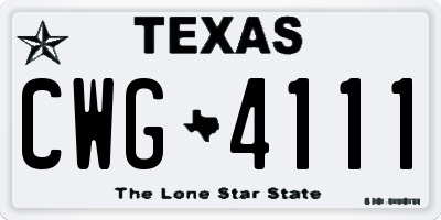 TX license plate CWG4111