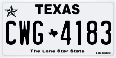 TX license plate CWG4183