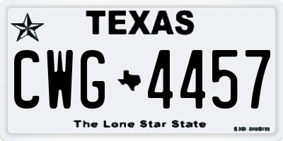 TX license plate CWG4457