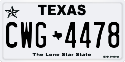 TX license plate CWG4478