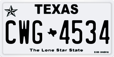 TX license plate CWG4534