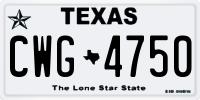 TX license plate CWG4750