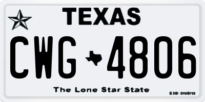 TX license plate CWG4806