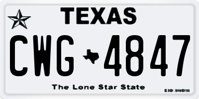 TX license plate CWG4847