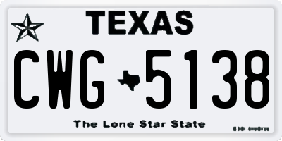 TX license plate CWG5138
