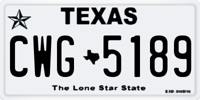 TX license plate CWG5189