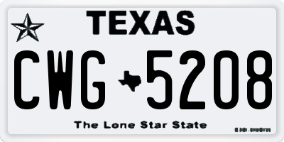 TX license plate CWG5208