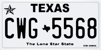TX license plate CWG5568