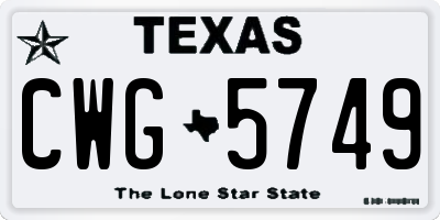 TX license plate CWG5749