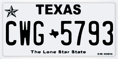 TX license plate CWG5793
