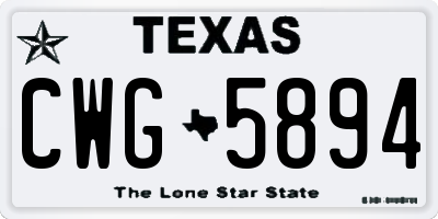 TX license plate CWG5894