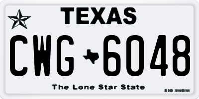 TX license plate CWG6048