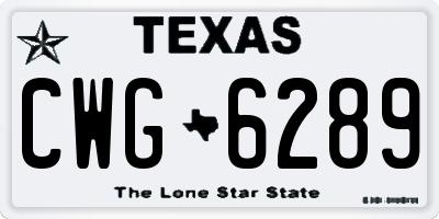 TX license plate CWG6289