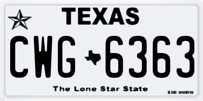 TX license plate CWG6363