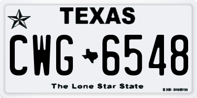 TX license plate CWG6548