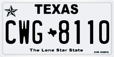 TX license plate CWG8110