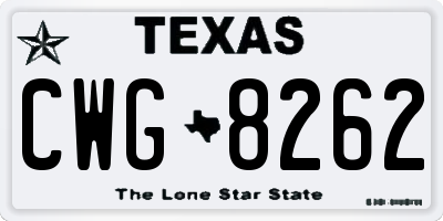 TX license plate CWG8262