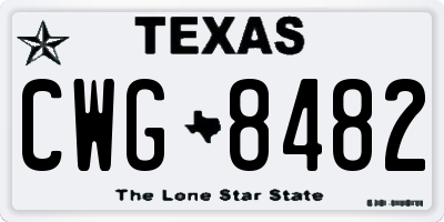 TX license plate CWG8482