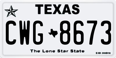 TX license plate CWG8673