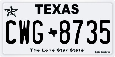 TX license plate CWG8735