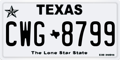 TX license plate CWG8799