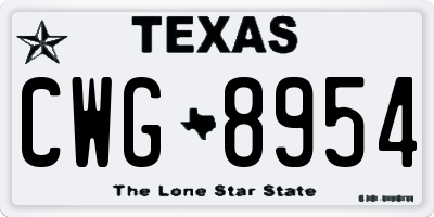TX license plate CWG8954