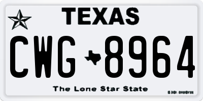 TX license plate CWG8964