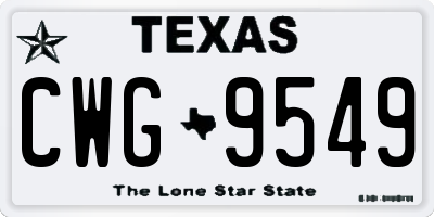 TX license plate CWG9549