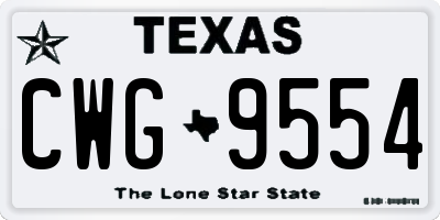 TX license plate CWG9554