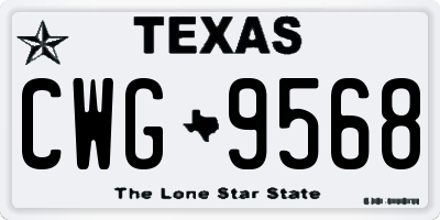 TX license plate CWG9568