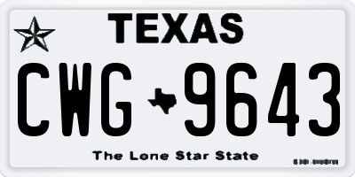 TX license plate CWG9643