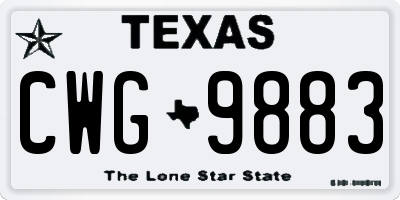 TX license plate CWG9883