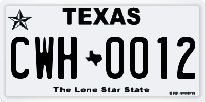 TX license plate CWH0012