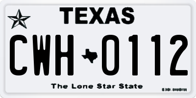 TX license plate CWH0112