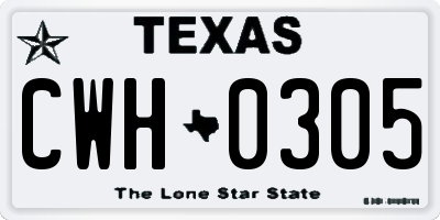 TX license plate CWH0305