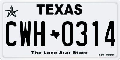 TX license plate CWH0314