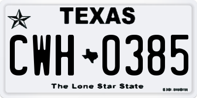 TX license plate CWH0385