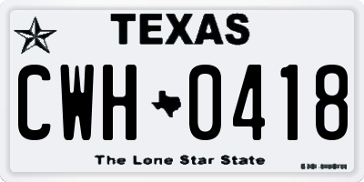 TX license plate CWH0418