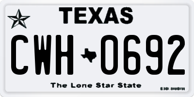 TX license plate CWH0692