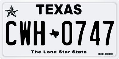 TX license plate CWH0747