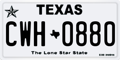 TX license plate CWH0880