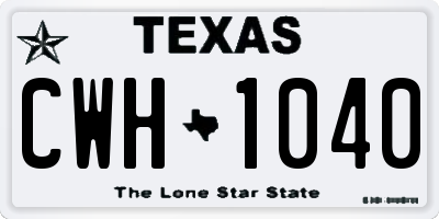 TX license plate CWH1040