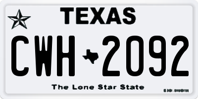 TX license plate CWH2092